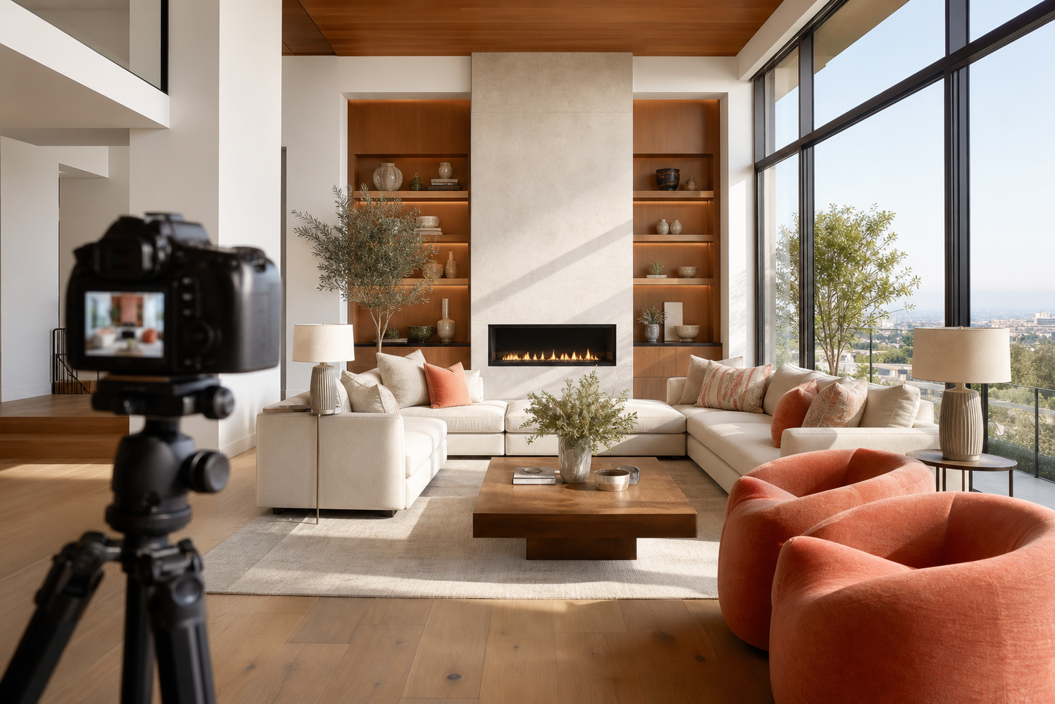 Intérieur de maison lumineux photographié pour une annonce immobilière